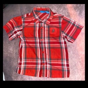 👀 4/$12 Red & Gray Plaid Button Down Top